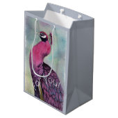 Pink Flamingo Bird Mittlere Geschenktüte (Rückseite Schrägansicht)