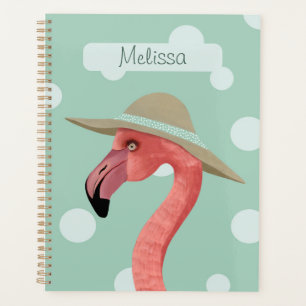 Pink Flamingo Bird Playful Polka Dots Planer