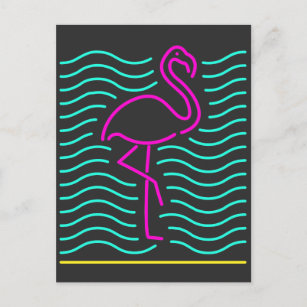 Pink Flamingo Bird T - Shirt Neon Zoo Tiergeschenk Postkarte