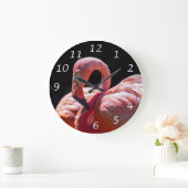 Pink Flamingo Bird Wall Clock Große Wanduhr (Zuhause)