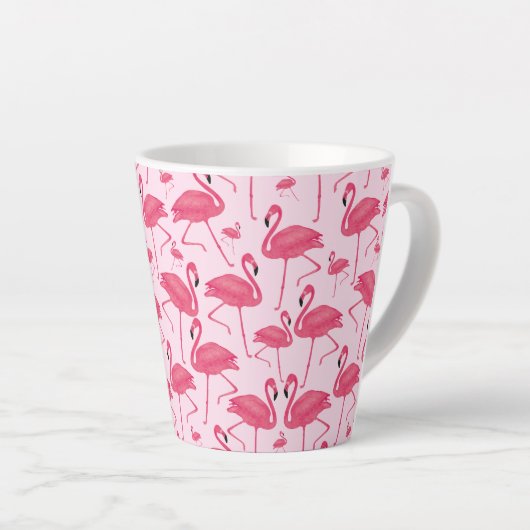 Pink Flamingo Bird Wasserfarbe Pink Design Milchtasse (Rechte Ecke)