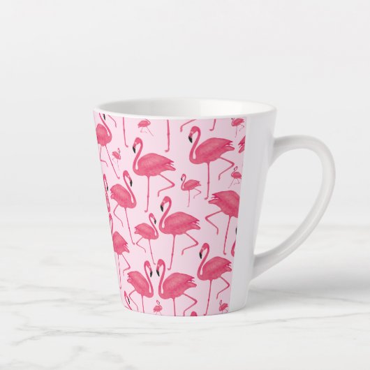 Pink Flamingo Bird Wasserfarbe Pink Design Milchtasse (Rechts)