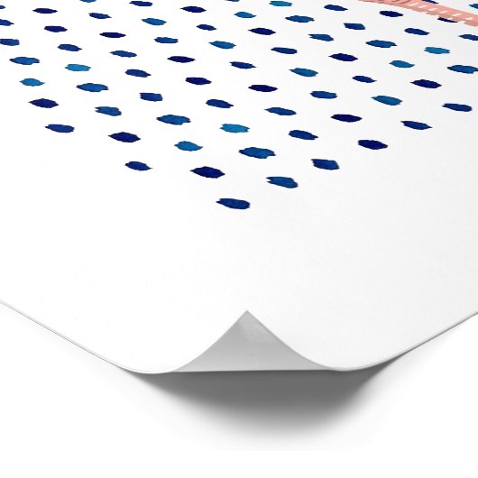 Pink Flamingo Bird Watercolor Dot Pattern Poster (Ecke)