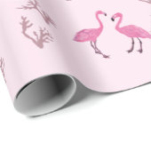 Pink Flamingo Birds Pattern Geschenkpapier (Rolleneckpunkt)