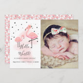 Pink Flamingo Birth Ankündigung (Vorne/Hinten)