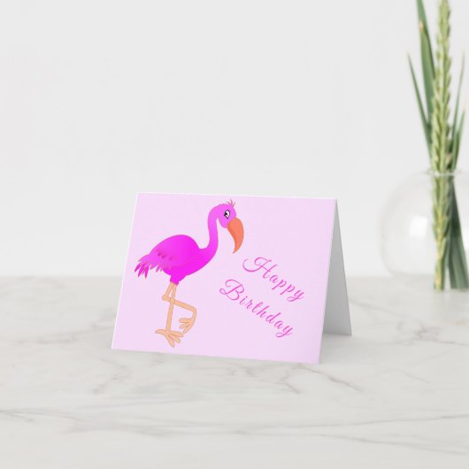 Pink Flamingo Birthday Card - individuell einstell Karte (Vorderseite)