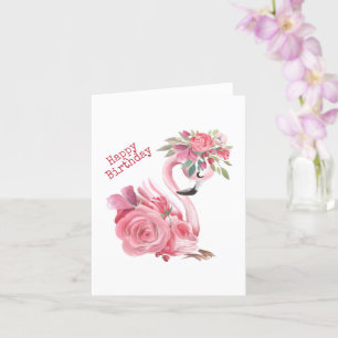Pink Flamingo Birthday Card Karte