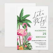 Pink Flamingo Birthday Einladung (Vorne/Hinten)