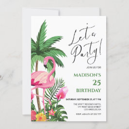 Pink Flamingo Birthday Invitation Einladung