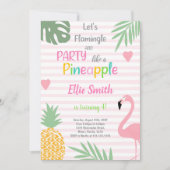 Pink Flamingo Birthday Invitations Einladung (Vorderseite)