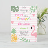 Pink Flamingo Birthday Invitations Einladung (Stehend Vorderseite)