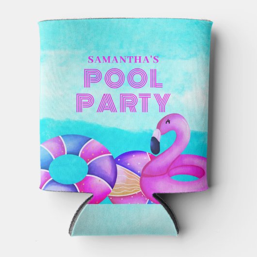 Pink Flamingo Birthday Pool Party Dosenkühler (Vorderseite)