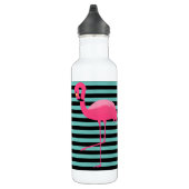 Pink Flamingo Black & Aqua Strip Wasser Flasche Edelstahlflasche (Rechts)