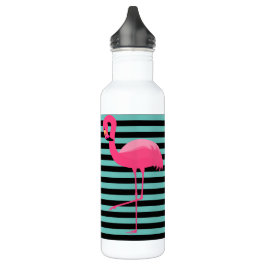 Pink Flamingo Black & Aqua Strip Wasser Flasche Edelstahlflasche