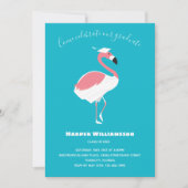 Pink Flamingo Blue Animal Abschluss Einladung (Vorderseite)