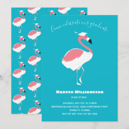 Pink Flamingo Blue Animal Abschluss Einladung