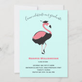 Pink Flamingo Blue Animal Abschluss Einladung (Vorderseite)