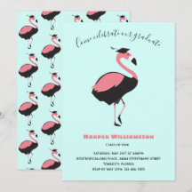Pink Flamingo Blue Animal Abschluss