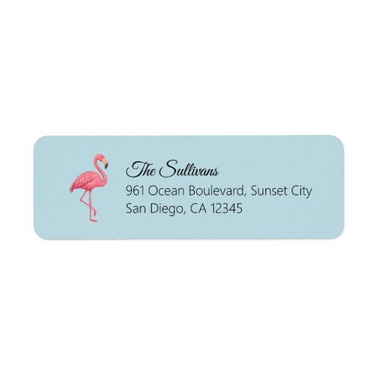 Pink Flamingo Blue Return Address (Vorne)