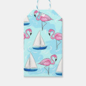 Pink Flamingo Blue Sailboat Preppy Geschenkanhänger (Vorderseite)