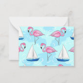 Pink Flamingo Blue Sailboat Preppy Mitteilungskarte (Vorderseite)
