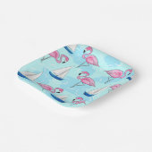 Pink Flamingo Blue Sailboat Preppy Pappteller (Gewinkelt)