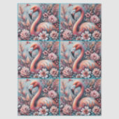 Pink Flamingo & Blume Chalk Pastell Decoupage Seidenpapier (Vorderseite)