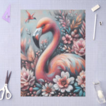 Pink Flamingo & Blume Chalk Pastell Decoupage