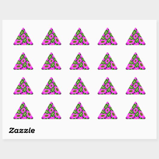 Pink Flamingo Blume Muster Dreieckiger Aufkleber (Blatt)