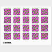 Pink Flamingo Blume Muster Quadratischer Aufkleber (Blatt)