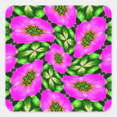 Pink Flamingo Blume Muster Quadratischer Aufkleber (Vorderseite)