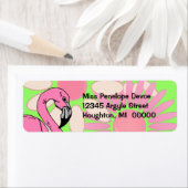 Pink Flamingo Blume Petal Camouflage Rückkehrlabel (Insitu)