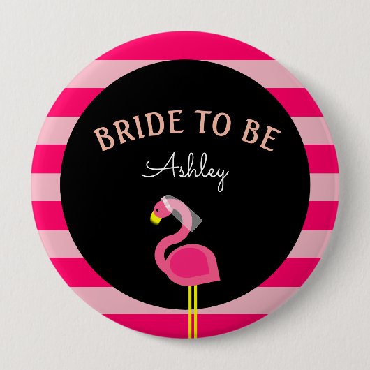 Pink Flamingo Brautparty Bachelorette Schaltfläche Button (Vorderseite)