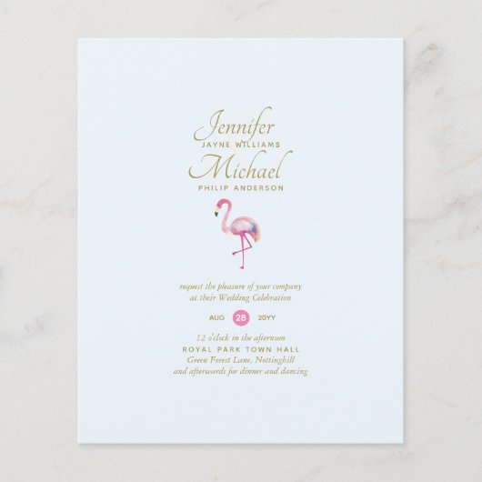 Pink Flamingo Brautparty per Post oder Hochzeit (Vorderseite)