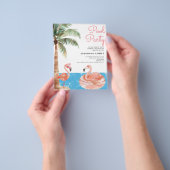 Pink Flamingo Budget Pool Party Einladung Flyer (Gruppe)