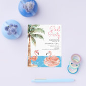 Pink Flamingo Budget Pool Party Einladung Flyer (Einzeln)