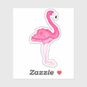 Pink Flamingo Cartoon Die Cut Sticker Decal (Blatt)