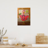 Pink Flamingo Celebrate Party Whimsical Bird Poster (Küche)