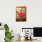 Pink Flamingo Celebrate Party Whimsical Bird Poster (Heimbüro)