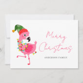 Pink Flamingo Christmas Feiertagskarte (Vorderseite)