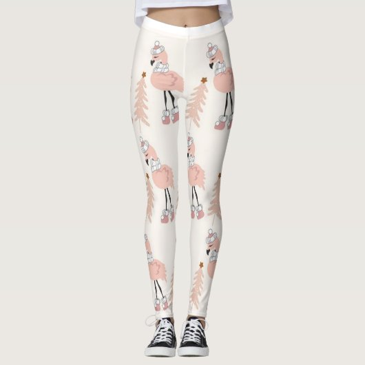 Pink Flamingo Christmas Leggings (Vorderseite)