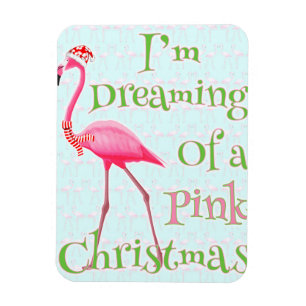 Pink Flamingo Christmas Magnet
