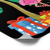 Pink Flamingo Christmas Palm Tree Tropical Xmas Fu Poster (Ecke)