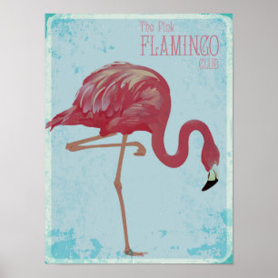 Pink Flamingo Club Vintages Zeichenprogramm Poster