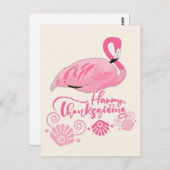 Pink Flamingo Coastal Erntedank Gruß Postkarte (Vorne/Hinten)