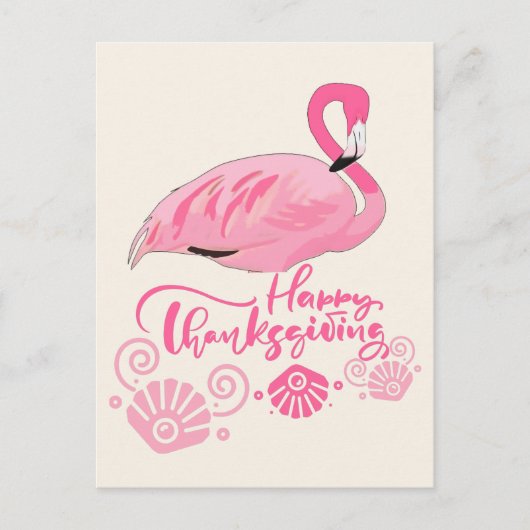 Pink Flamingo Coastal Erntedank Gruß Postkarte (Vorderseite)