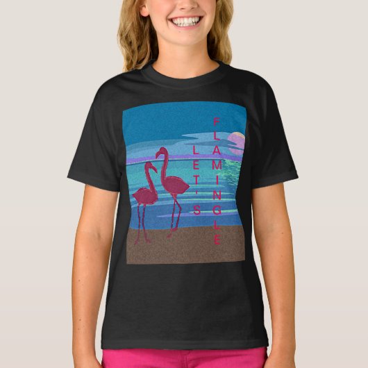 Pink Flamingo Couple am T - Shirt des Sonnenset Gi (Vorderseite)