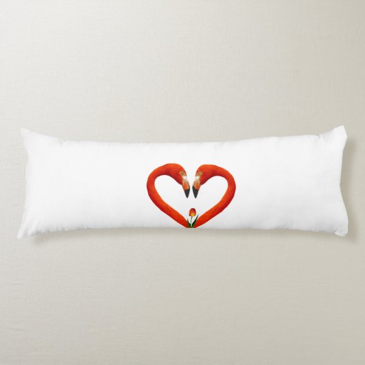 Pink Flamingo Couple auf Weiß Seitenschläferkissen (Vorderseite)