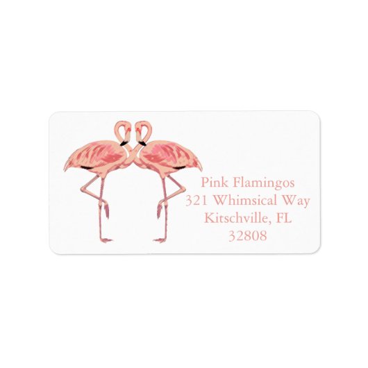 Pink Flamingo Couple Niedlich Flamingos Romance Adressaufkleber (Vorne)
