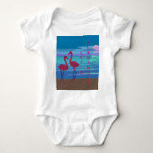 Pink Flamingo Couple Sunset Baby Jersey Bodysuit Baby Strampler (Vorderseite)